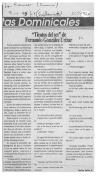 "Tientos del ser" de Fernando González Urízar  [artículo] Matías Rafide B.