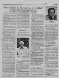 "Francamente no sé lo que es la timidez"  [artículo] Jorge Abasolo Aravena.