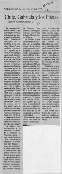 Chile, Gabriela y los poetas  [artículo] Roberto Bescós C.
