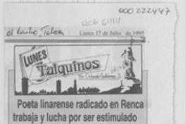 Poeta linarense radicado en Renca trabaja y lucha por ser estimulado