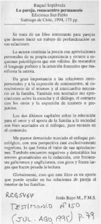 La pareja, reencuentro permanente  [artículo] Jesús Bayo M.