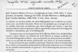 José Toribio Medina Zavala  [artículo] Felipe Vicencio Eyzaguirre.