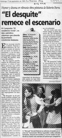 "El desquite" remece el escenario  [artículo] Leopoldo Pulgar I.