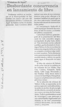 Desbordante concurrencia en lanzamiento de libro  [artículo].