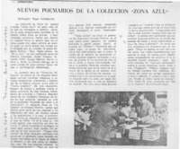 Nuevos poemarios de la colección "Zona azul"  [artículo] Wellington Rojas Valdebenito.