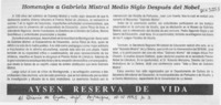 Homenajes a Gabriela Mistral medio siglo después del Nobel  [artículo].