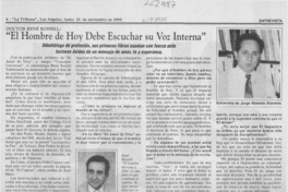 "El hombre de hoy debe escuchar su voz interna"