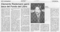 Clemente Riedemann ganó beca del Fondo del Libro  [artículo].