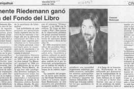 Clemente Riedemann ganó beca del Fondo del Libro  [artículo].