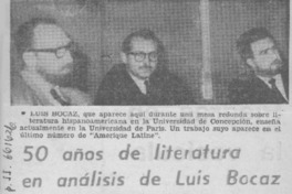 50 años de literatura en análisis de Luis Bocaz.  [artículo]