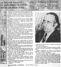 La mejor novela de Guillermo Blanco no es un recetario  [artículo] Rubén Adrián Valenzuela.