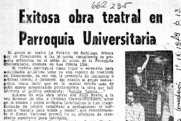 Exitosa obra teatral en parroquia universitaria.  [artículo]