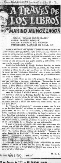 Casa de antiguedades  [artículo] Marino Muñoz Lagos.