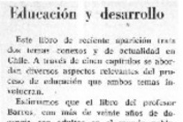 Educación y desarrollo  [artículo] Jaime Blume.