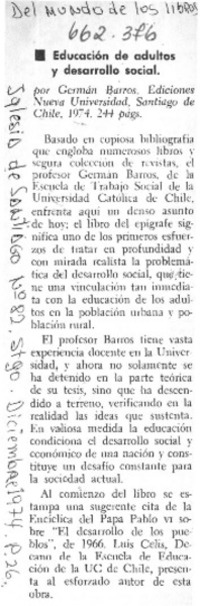 Educación de adultos y desarrollo social.  [artículo]