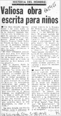Valiosa obra escrita para niños.  [artículo]
