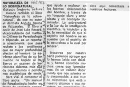 Naturaleza de los sobrenatural  [artículo] Antonio Cárdenas Tabies.