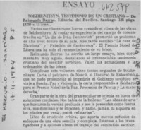 Solzhenitsyn, testimonio de un cristiano.  [artículo]