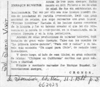 Enrique Bunster  [artículo] Cronos.