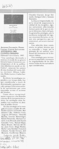 Antología del cuento chileno.  [artículo] Eugenio García-Díaz.