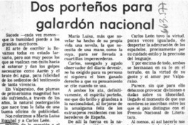 Dos porteños para galardón nacional  [artículo] Enrique Skinner Zavala.