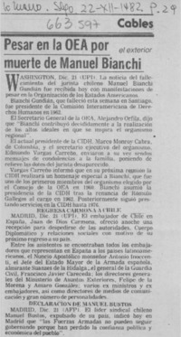 Pesar en la OEA por muerte de Manuel Bianchi.  [artículo]
