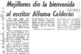 Mejillones dio la bienvenida al escritor Alfonso Calderón.