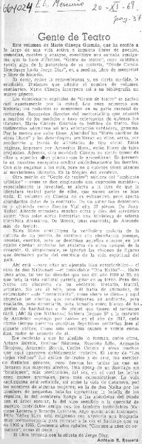 Gente de teatro  [artículo] Antonio R. Romera