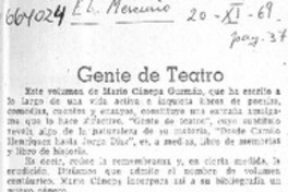Gente de teatro  [artículo] Antonio R. Romera