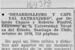 Desarrollismo y capital extranjero.
