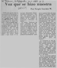 Voz que se hizo nuestra  [artículo] Sergio Gaitán M.