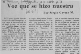 Voz que se hizo nuestra  [artículo] Sergio Gaitán M.