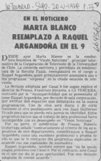 Marta Blanco reemplazó a Raquel Argandoña en el 9.