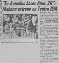 En aquellos locos años 20", mañana estreno en Teatro IEM.  [artículo]