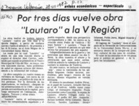 Por tres días vuelve obra "Lautaro" a la V región.  [artículo]
