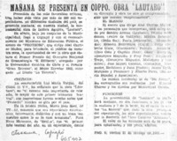 Mañana se presenta en COPPO. obra "Lautaro".  [artículo]