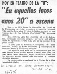 "En aquellos locos años 20" a escena.  [artículo]