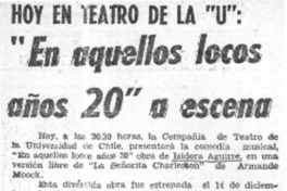 "En aquellos locos años 20" a escena.  [artículo]