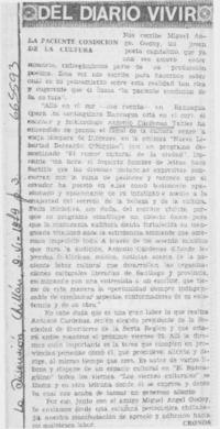 La paciente condición de la cultura.