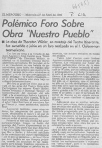 Polémico foro sobre obra "Nuestro pueblo".