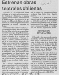 Estrenan obras teatrales chilenas.