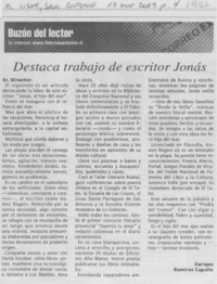 Destaca trabajo de escritor Jonás