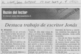 Destaca trabajo de escritor Jonás