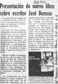 Presentan de nuevo libro sobre escritor José Donoso