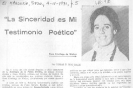 La sinceridad es mi testimonio poético" : [entrevista]