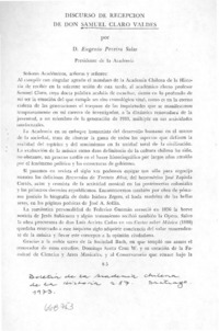 Discurso de recepción de Don Samuel Claro Valdés