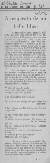 A propósito de un bello libro  [artículo] E. J.