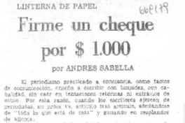 Firme un cheque por $1.000