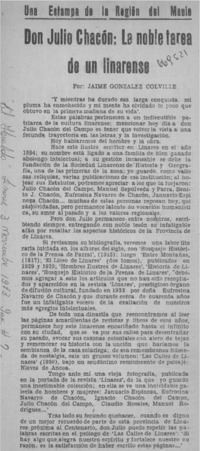 Don Julio Chacón: la noble tarea de un linarense