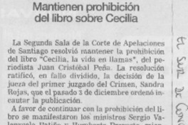 Mantienen prohibición del libro sobre Cecilia.